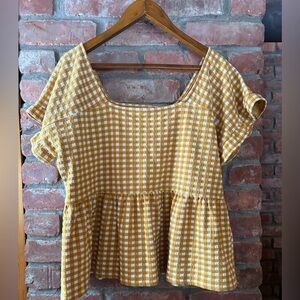 Madewell Mustard Gingham Top